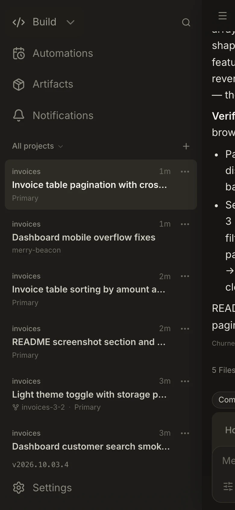 The same list of sessions on a phone, ready to pick up.